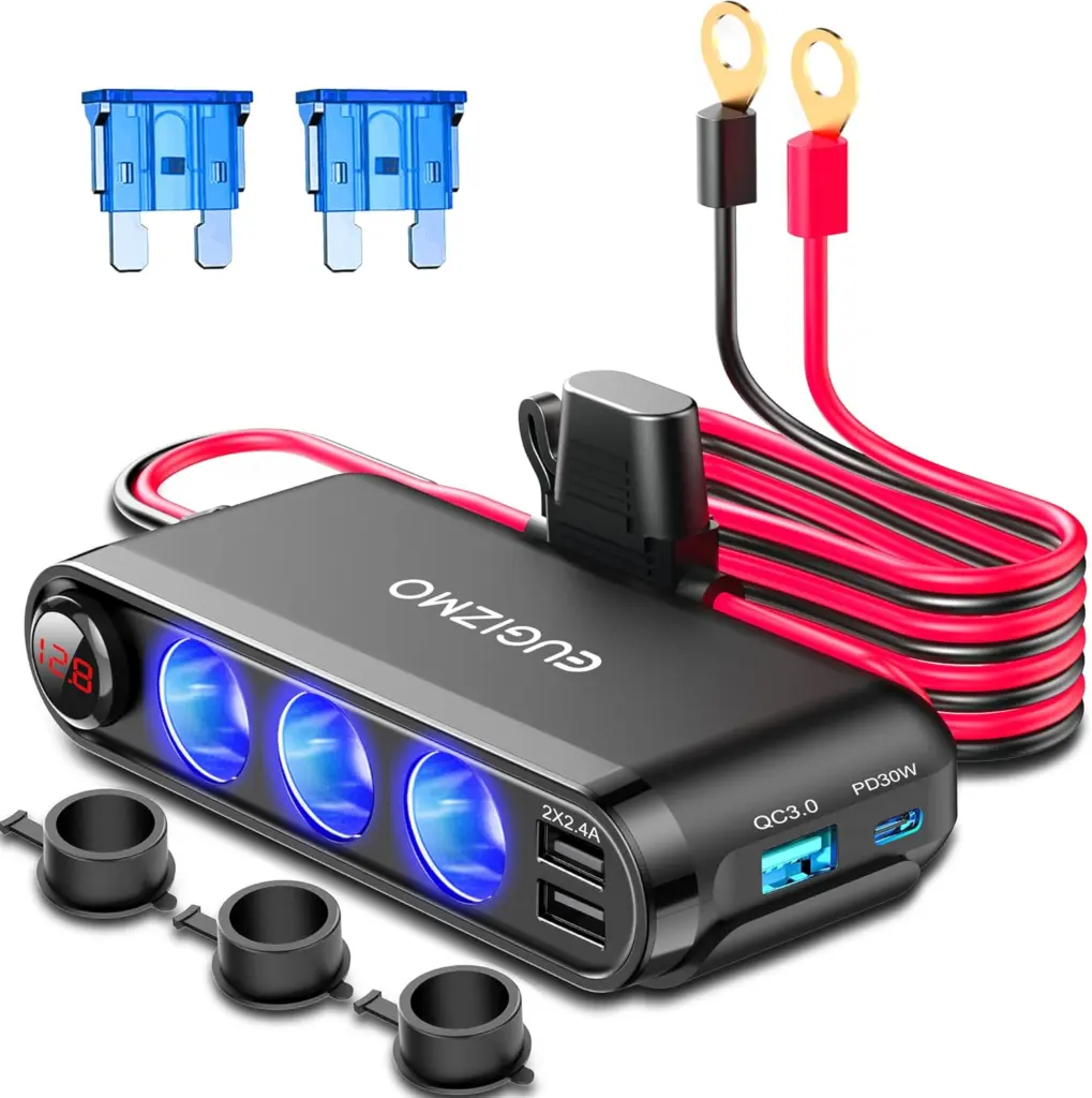 EUGIZMO 12V/24V 3‑Socket Power Splitter