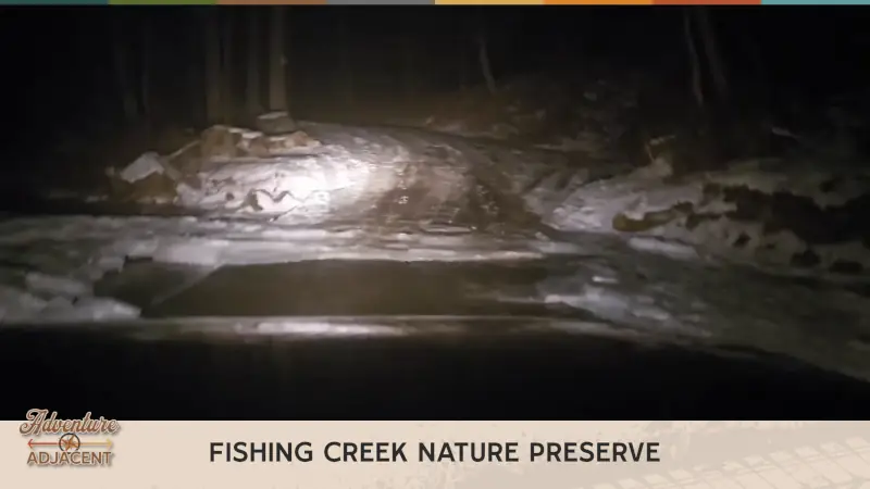 Just before the drop into the rushing water on an icy moonless night.