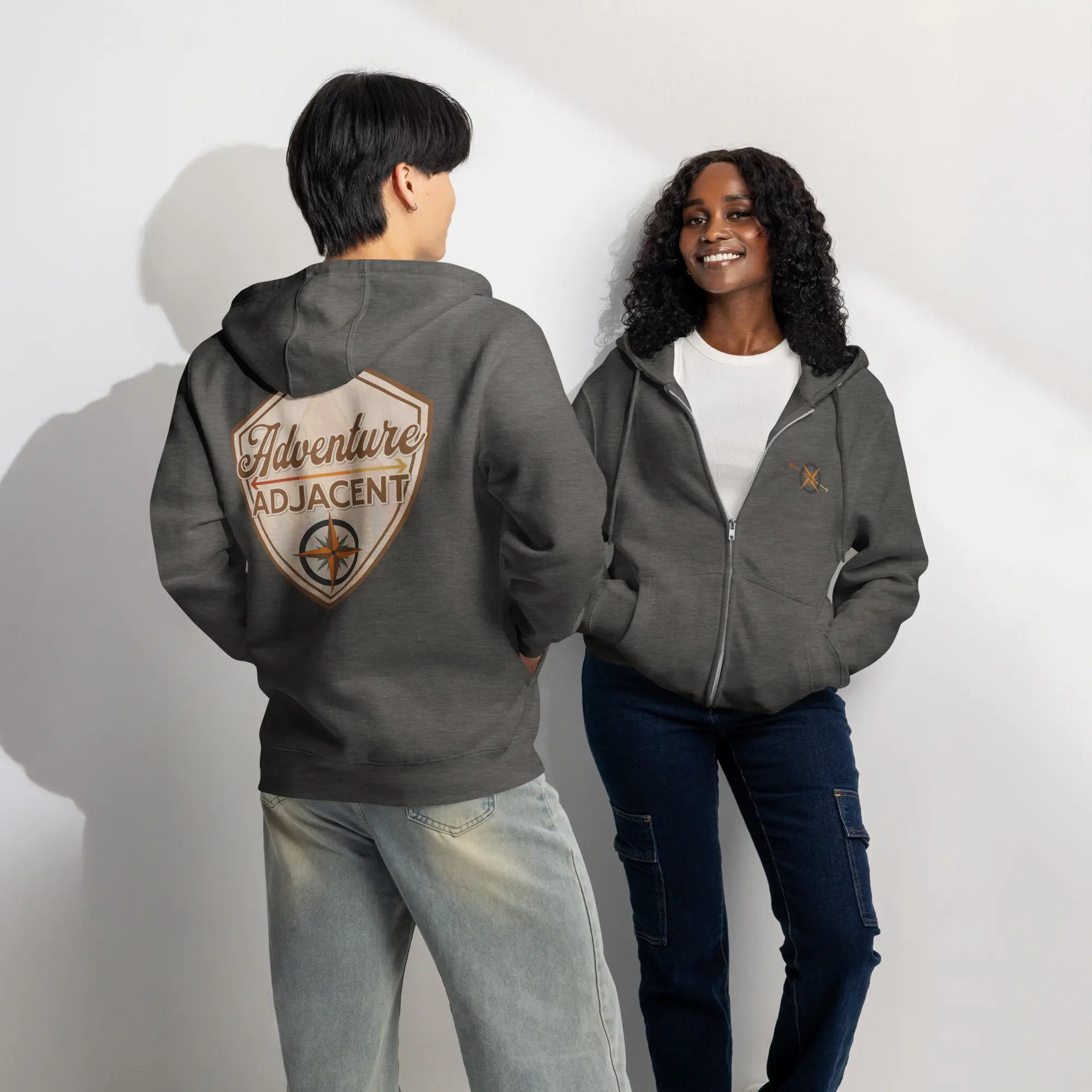 Adventure Adjacent Zip Hoodie | Compass & Arrow Chest, Large Back Logo - Image 4