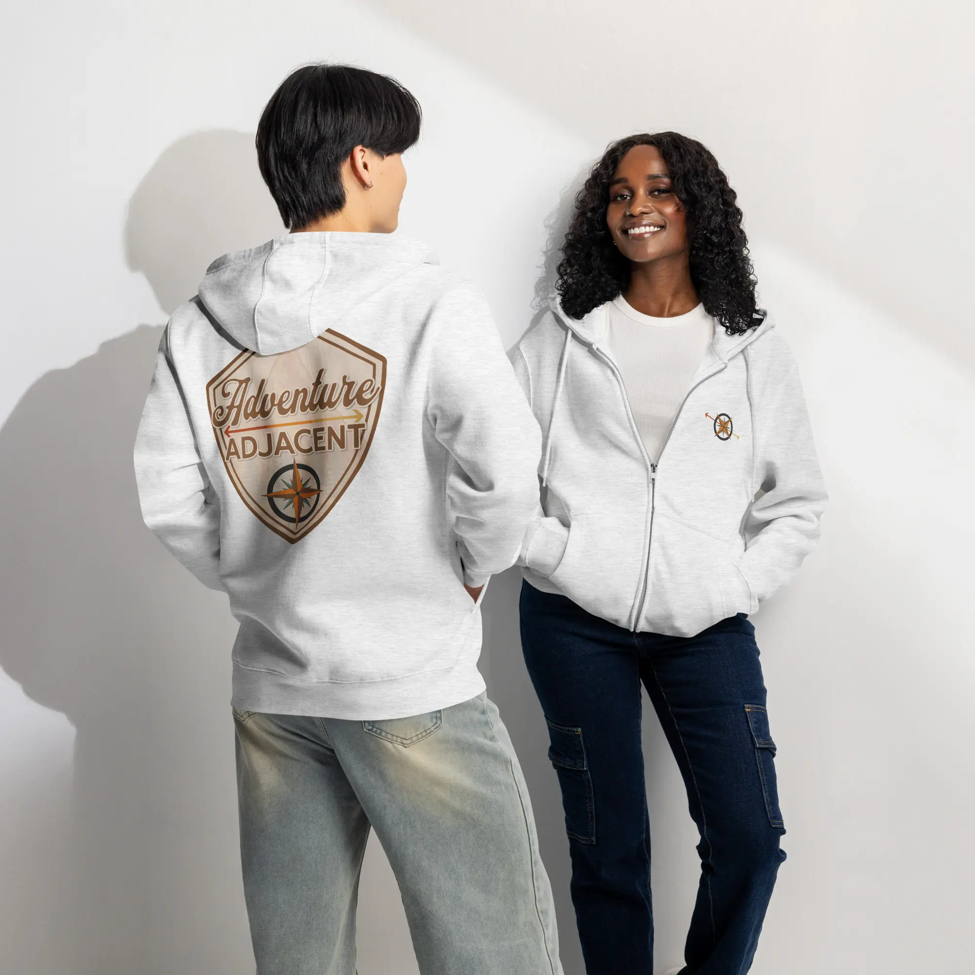 Adventure Adjacent Zip Hoodie | Compass & Arrow Chest, Large Back Logo - Image 6