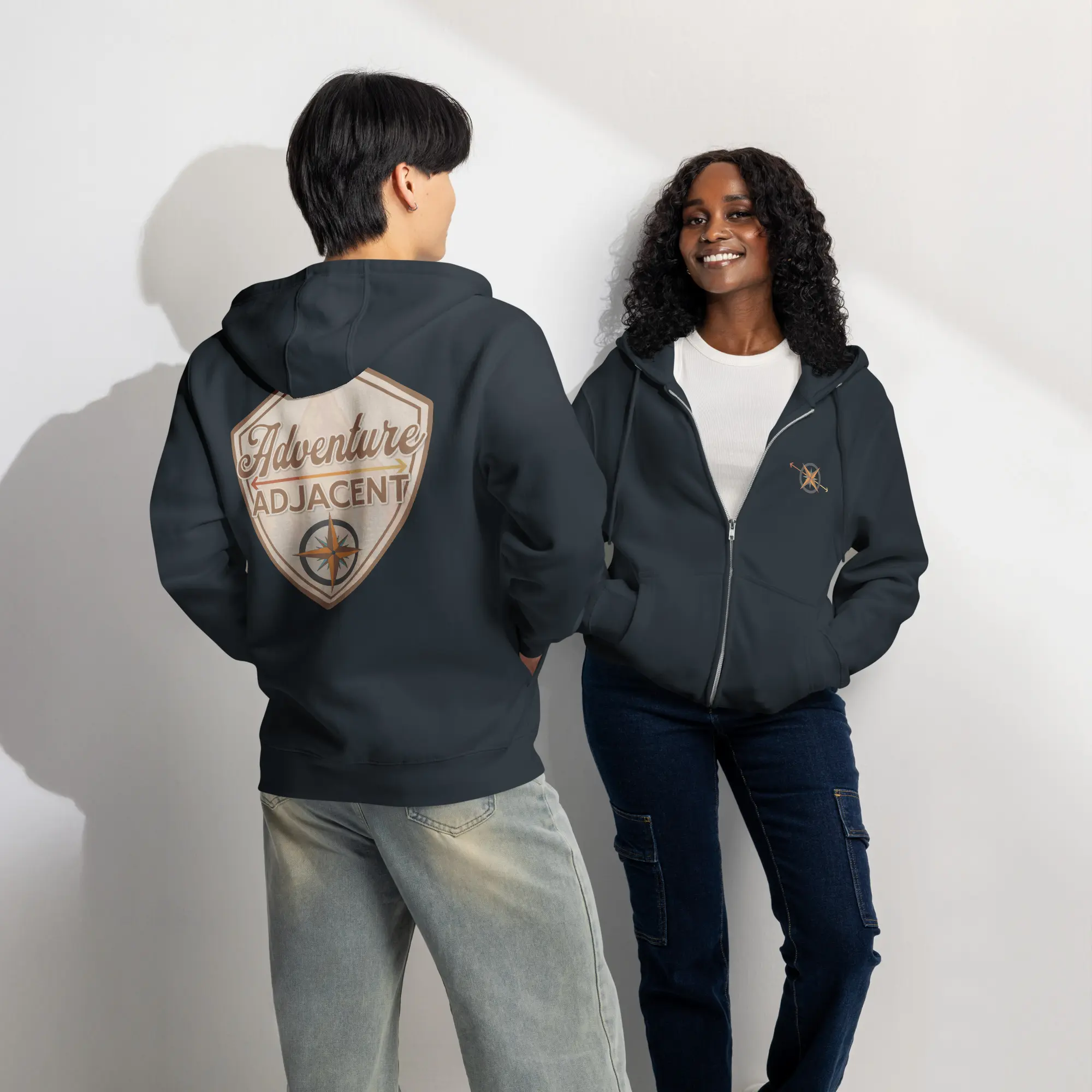 Adventure Adjacent Zip Hoodie | Compass & Arrow Chest, Large Back Logo - Image 2