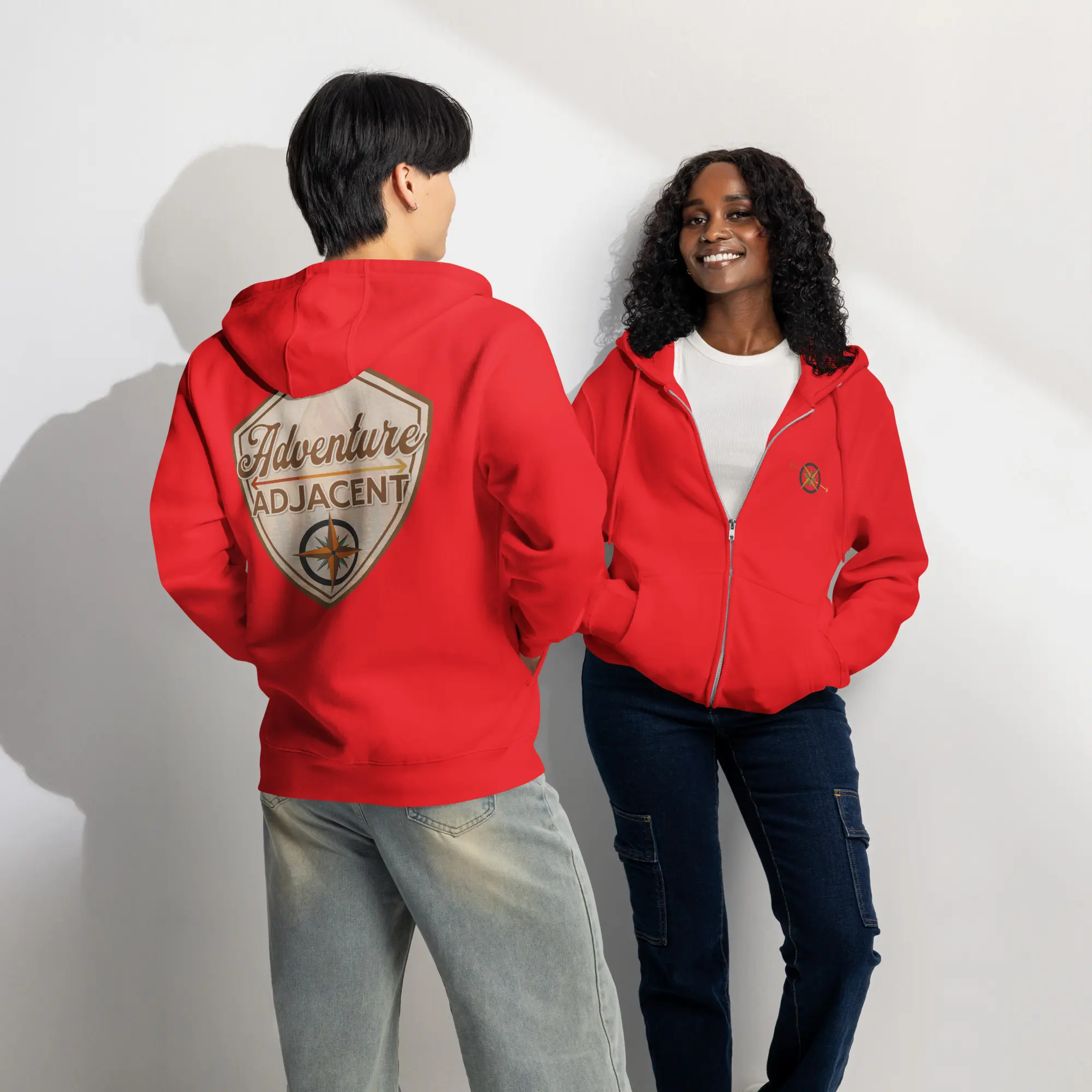 Adventure Adjacent Zip Hoodie | Compass & Arrow Chest, Large Back Logo - Image 5