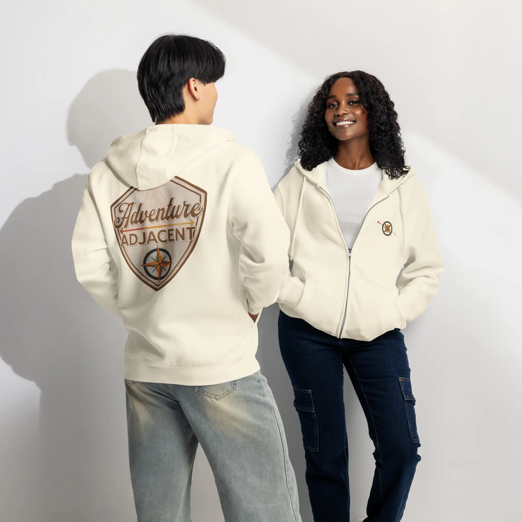 Adventure Adjacent Zip Hoodie | Compass & Arrow Chest, Large Back Logo - Image 9
