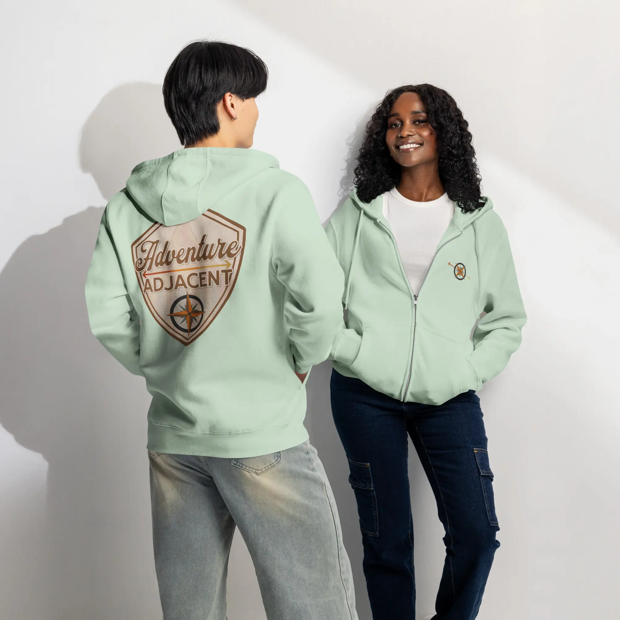 Adventure Adjacent Zip Hoodie | Compass & Arrow Chest, Large Back Logo - Image 7
