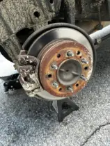 Wide shot of brakes from a 2007 Toyota FJ Cruiser.